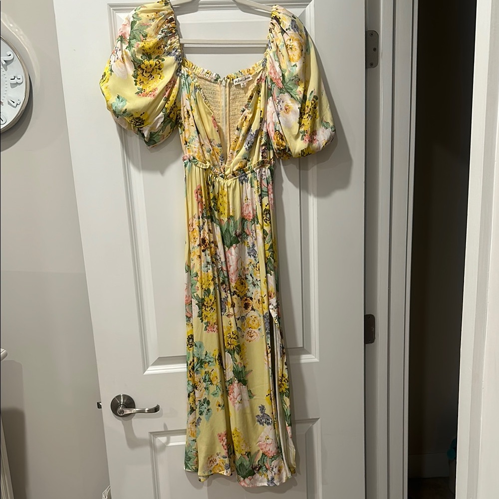 For Love & Lemons Floral Yellow Dress